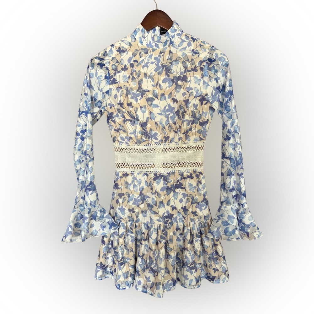 Pretty Little Thing Floral Long Sleeve Dress with Lace Detail